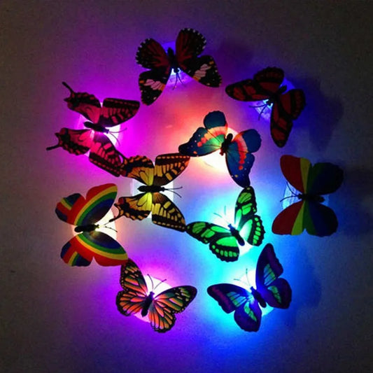 10Pcs 3D LED Luminous Butterfly Wall Sticker Night Light Decoration