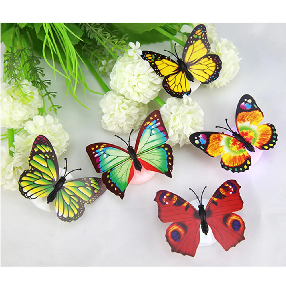 10Pcs 3D LED Luminous Butterfly Wall Sticker Night Light Decoration